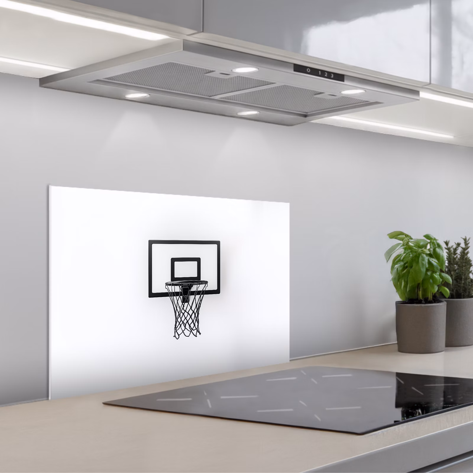 Kitchen splashback for hob - Basketball Board - Minimalist - Black — 1
