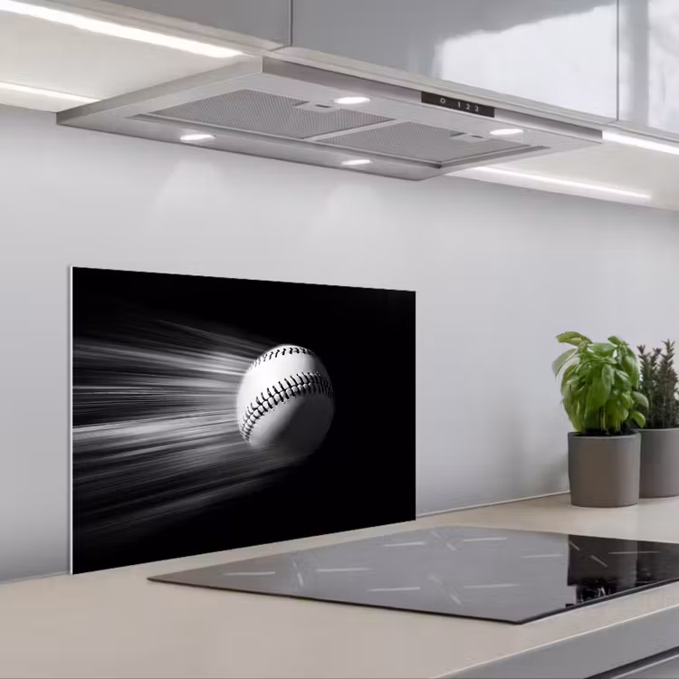 Kitchen splashback for hob - Baseball - White - Flies — 1