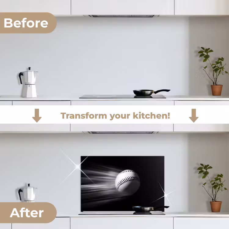 Kitchen splashback for hob - Baseball - White - Flies — 7