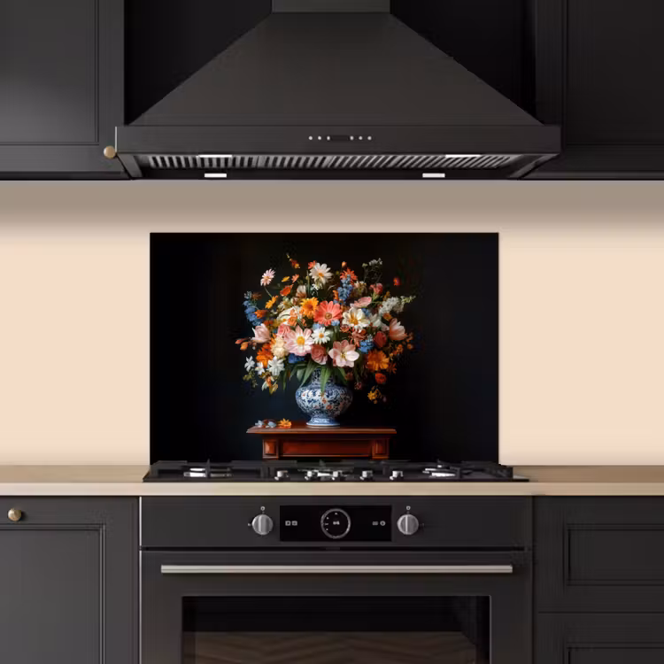 Kitchen splashback for hob - Bouquet - Pink - Flowers - Vase — 5