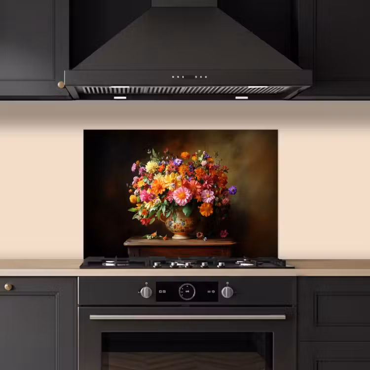 Kitchen splashback for hob - Colors - Bouquet - Vase - Wood — 5