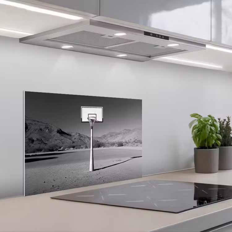 Kitchen splashback for hob - Basketball pole - Landscape - Sand - White — 1