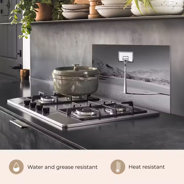 Kitchen splashback for hob - Basketball pole - Landscape - Sand - White — 2