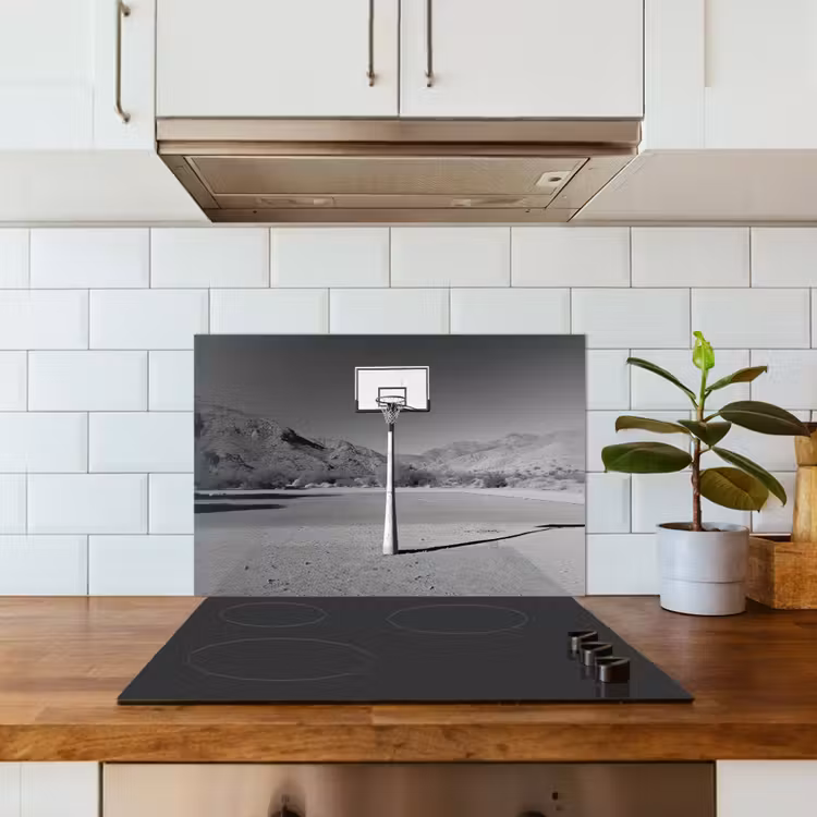 Kitchen splashback for hob - Basketball pole - Landscape - Sand - White — 3