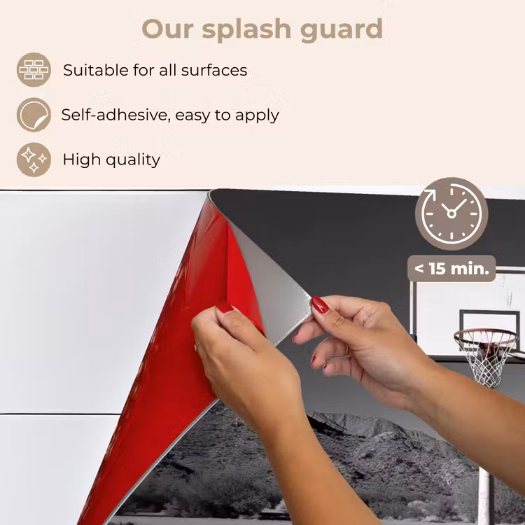 Kitchen splashback for hob - Basketball pole - Landscape - Sand - White — 4