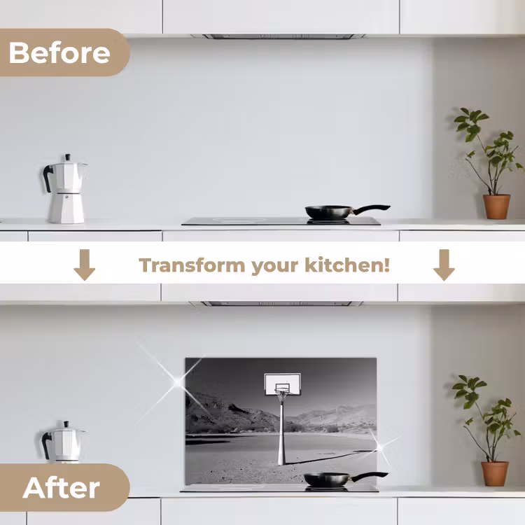 Kitchen splashback for hob - Basketball pole - Landscape - Sand - White — 7
