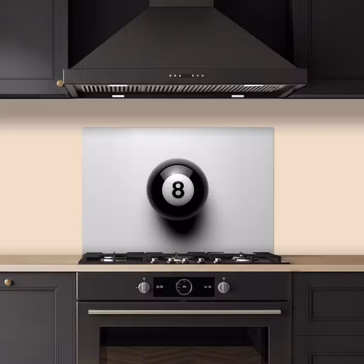 Kitchen splashback for hob - Billiard ball - Number - Eight - White — 5