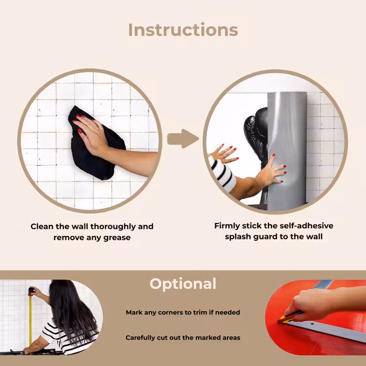 Kitchen splashback for hob - Boxing glove - Black - Hand — 6
