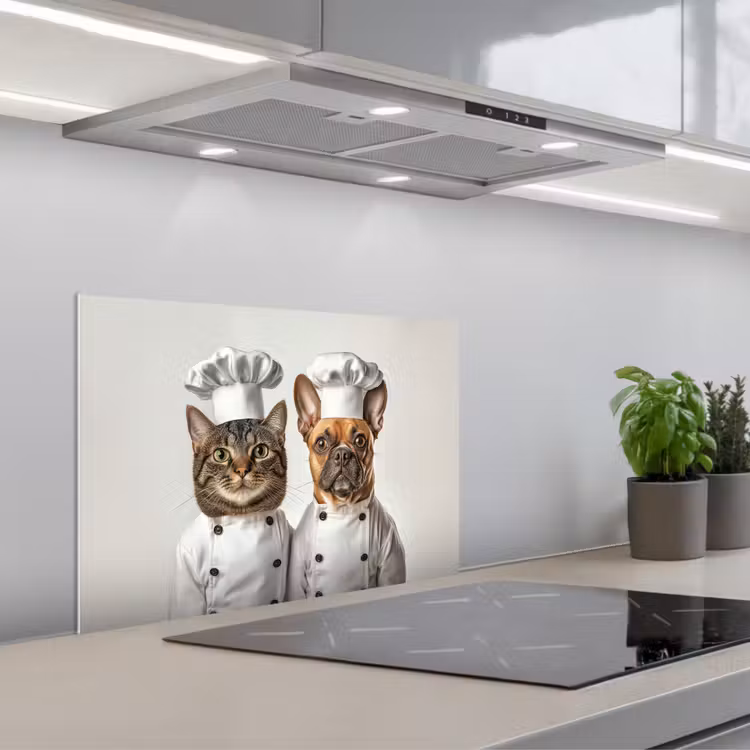 Kitchen splashback for hob - Cat - Dog - Cook clothing — 1
