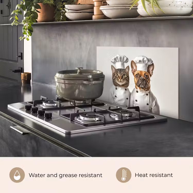 Kitchen splashback for hob - Cat - Dog - Cook clothing — 2