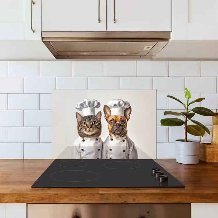 Kitchen splashback for hob - Cat - Dog - Cook clothing — 3
