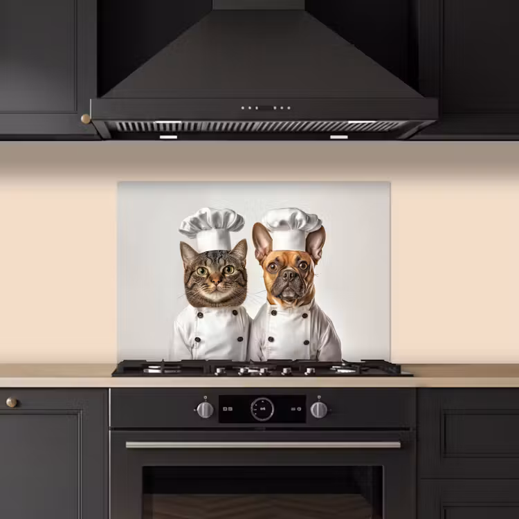 Kitchen splashback for hob - Cat - Dog - Cook clothing — 5