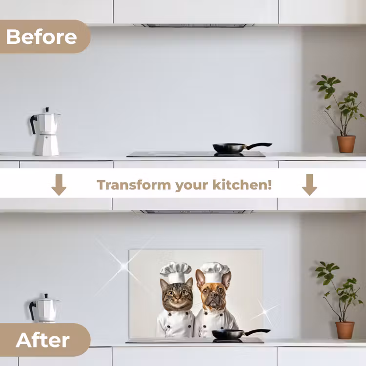 Kitchen splashback for hob - Cat - Dog - Cook clothing — 7