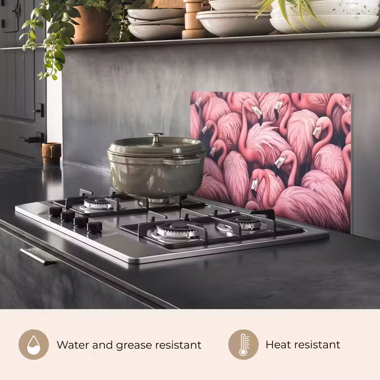 Kitchen splashback for hob - Flamingo - Pink - Animals — 2