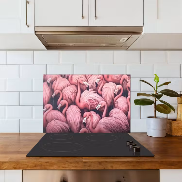 Kitchen splashback for hob - Flamingo - Pink - Animals — 3