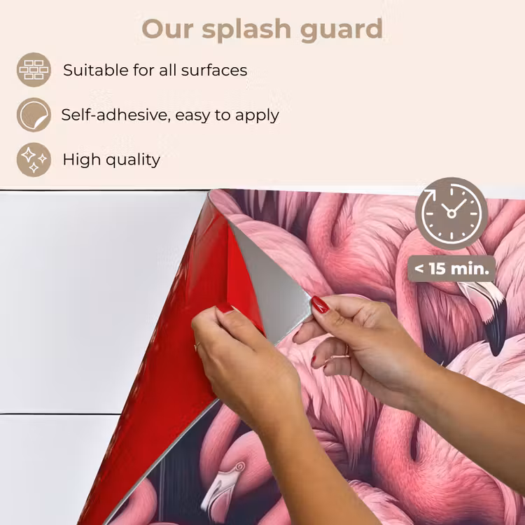 Kitchen splashback for hob - Flamingo - Pink - Animals — 4