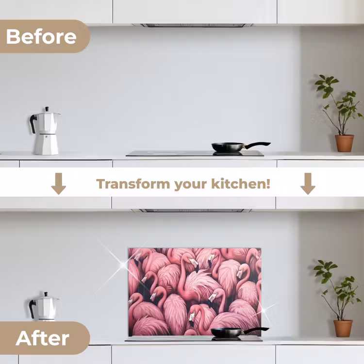 Kitchen splashback for hob - Flamingo - Pink - Animals — 7