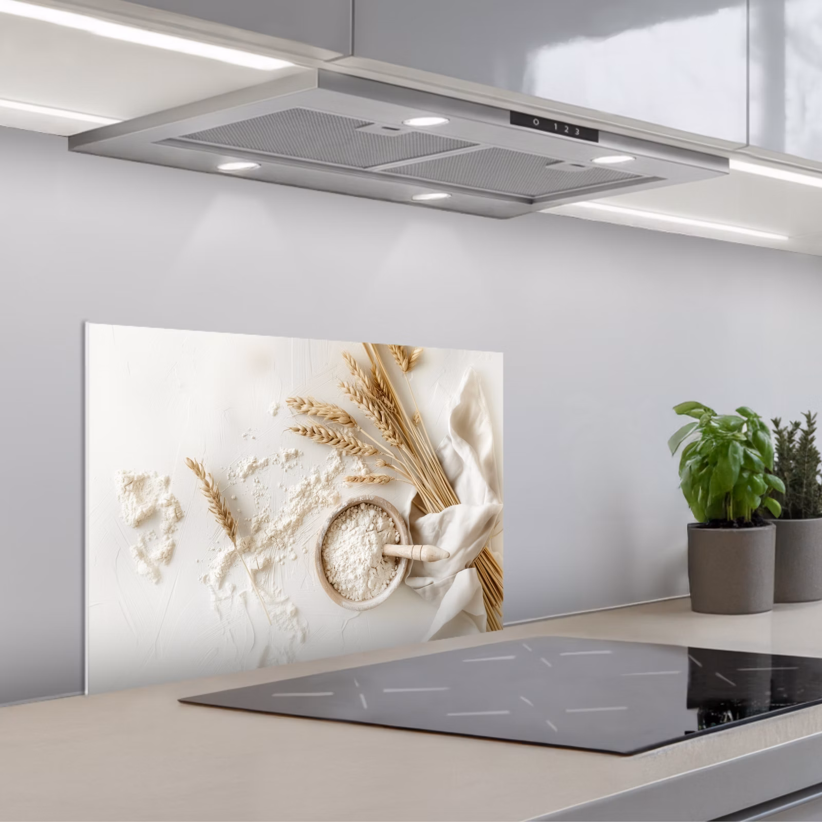 Kitchen splashback for hob - Flower - Wood - Wheat — 1