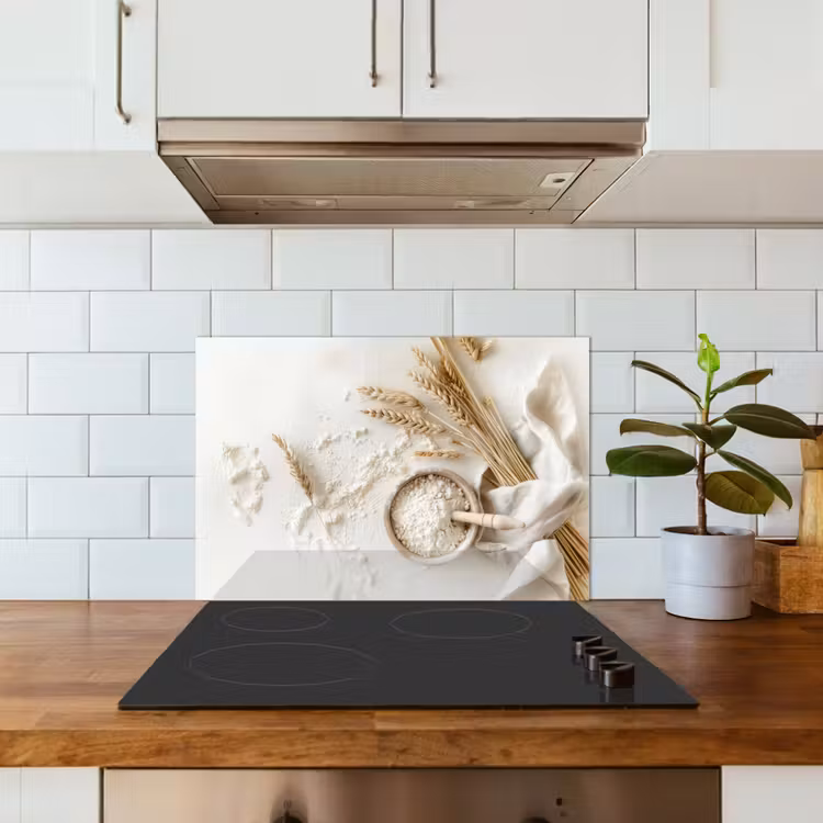 Kitchen splashback for hob - Flower - Wood - Wheat — 3
