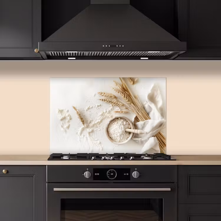 Kitchen splashback for hob - Flower - Wood - Wheat — 5
