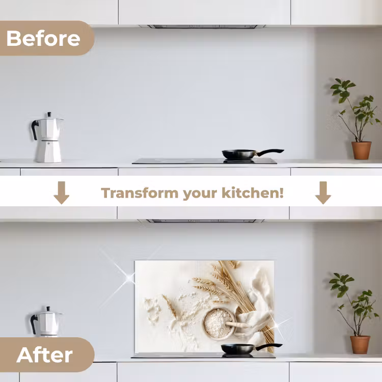 Kitchen splashback for hob - Flower - Wood - Wheat — 7