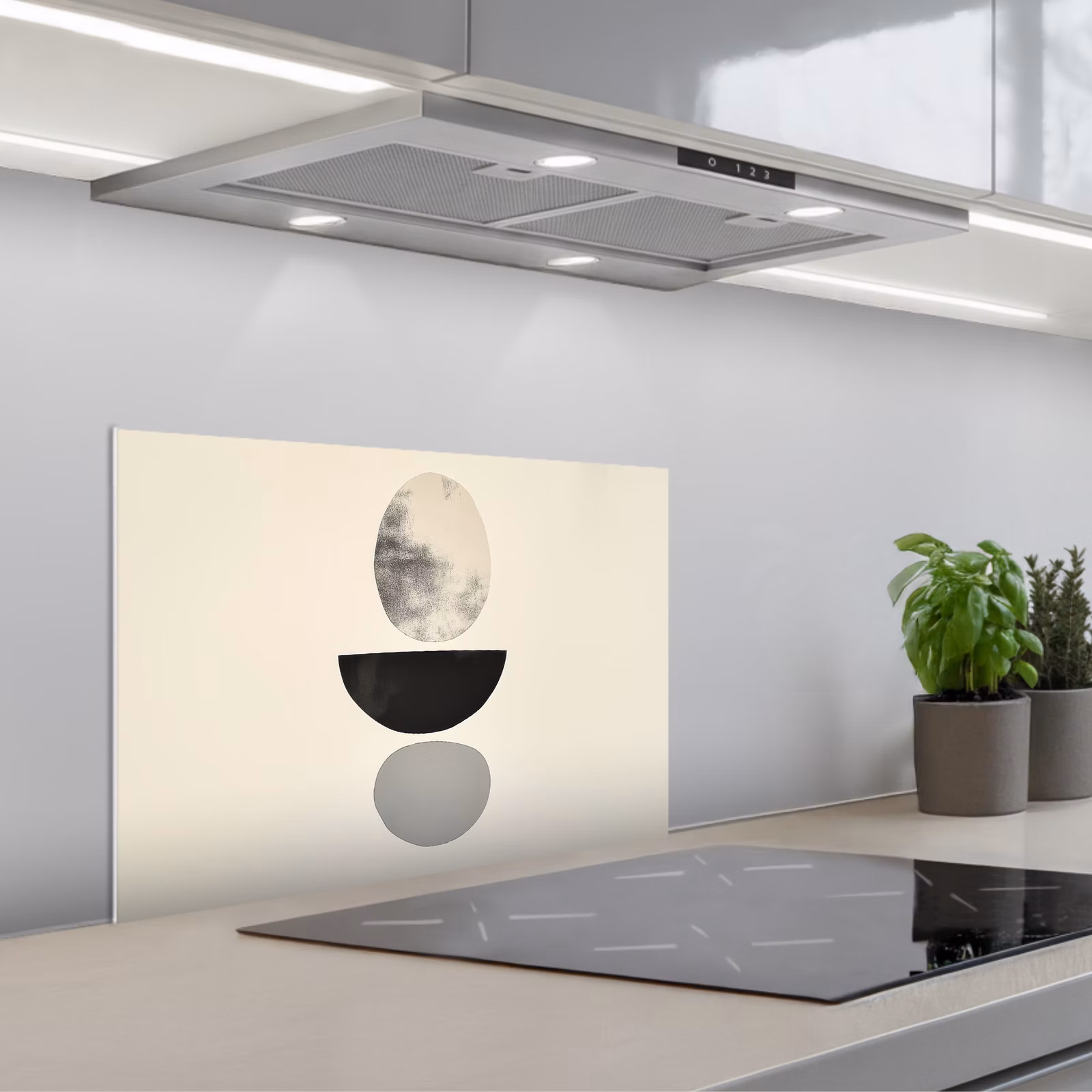 Kitchen splashback for hob - Beige - Japandi - Wabi sabi — 1