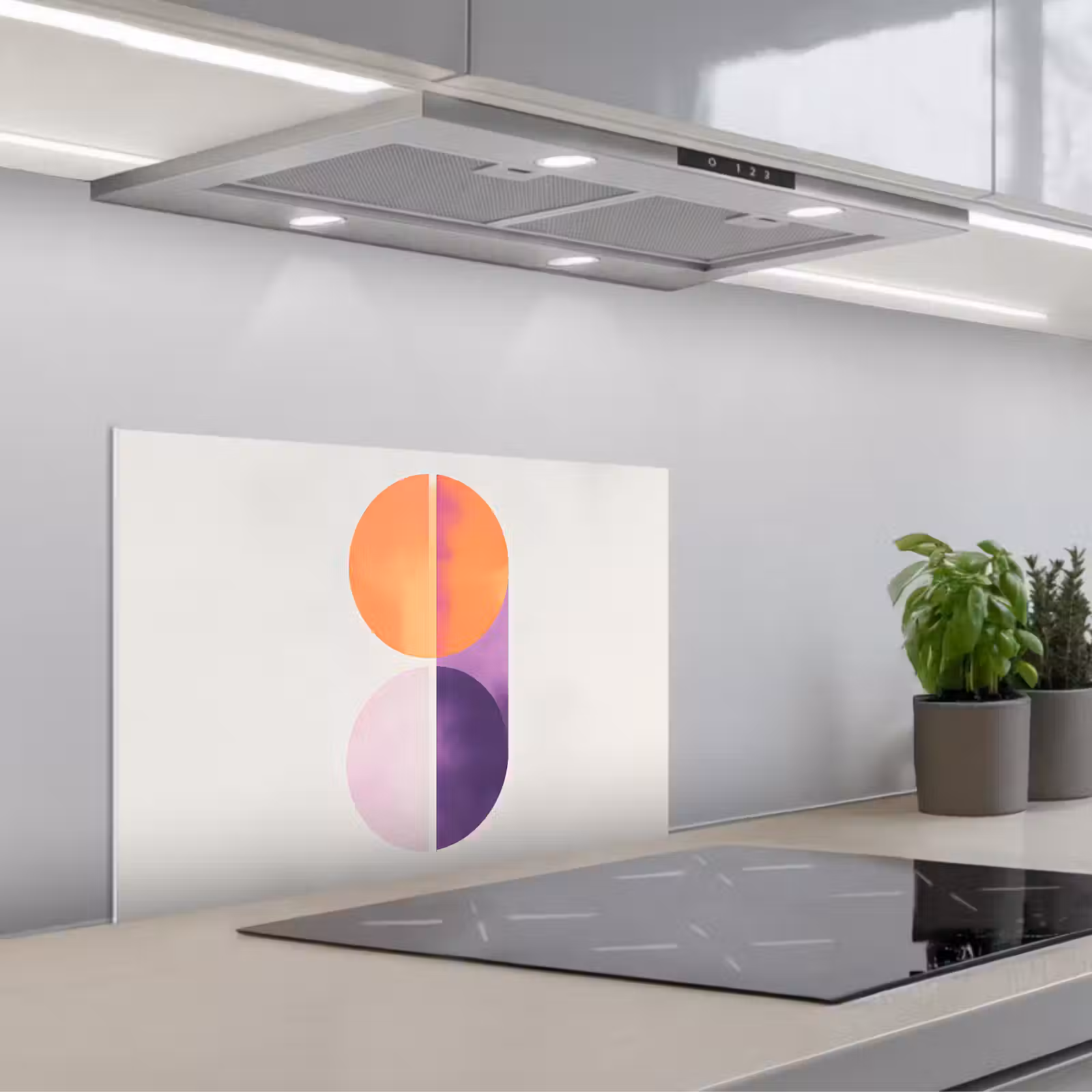 Kitchen splashback for hob - Circles - Abstract - Purple — 1