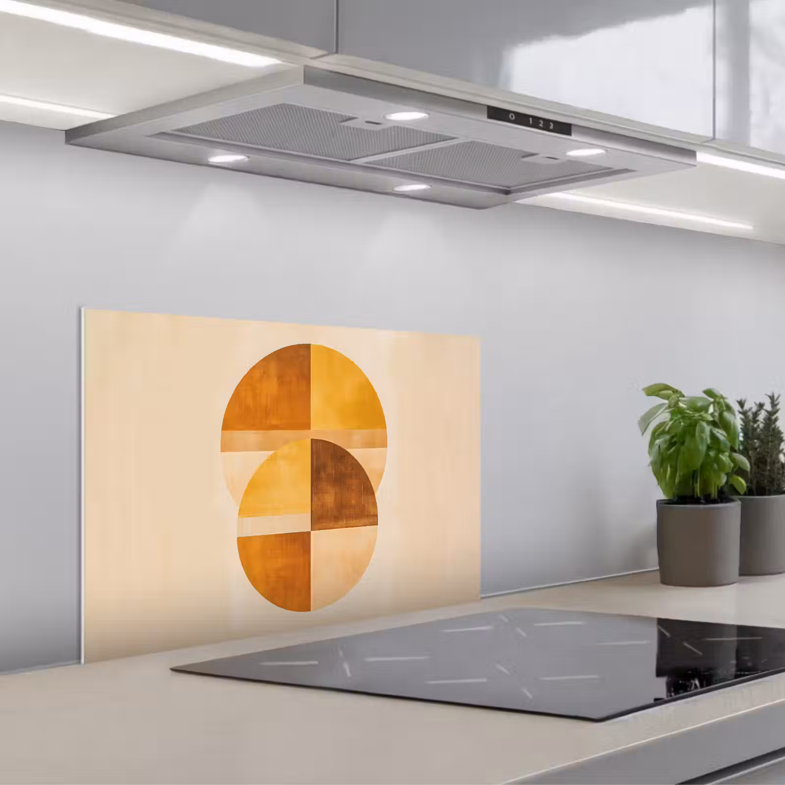 Kitchen splashback for hob - Circles - Yellow - Minimalist — 1