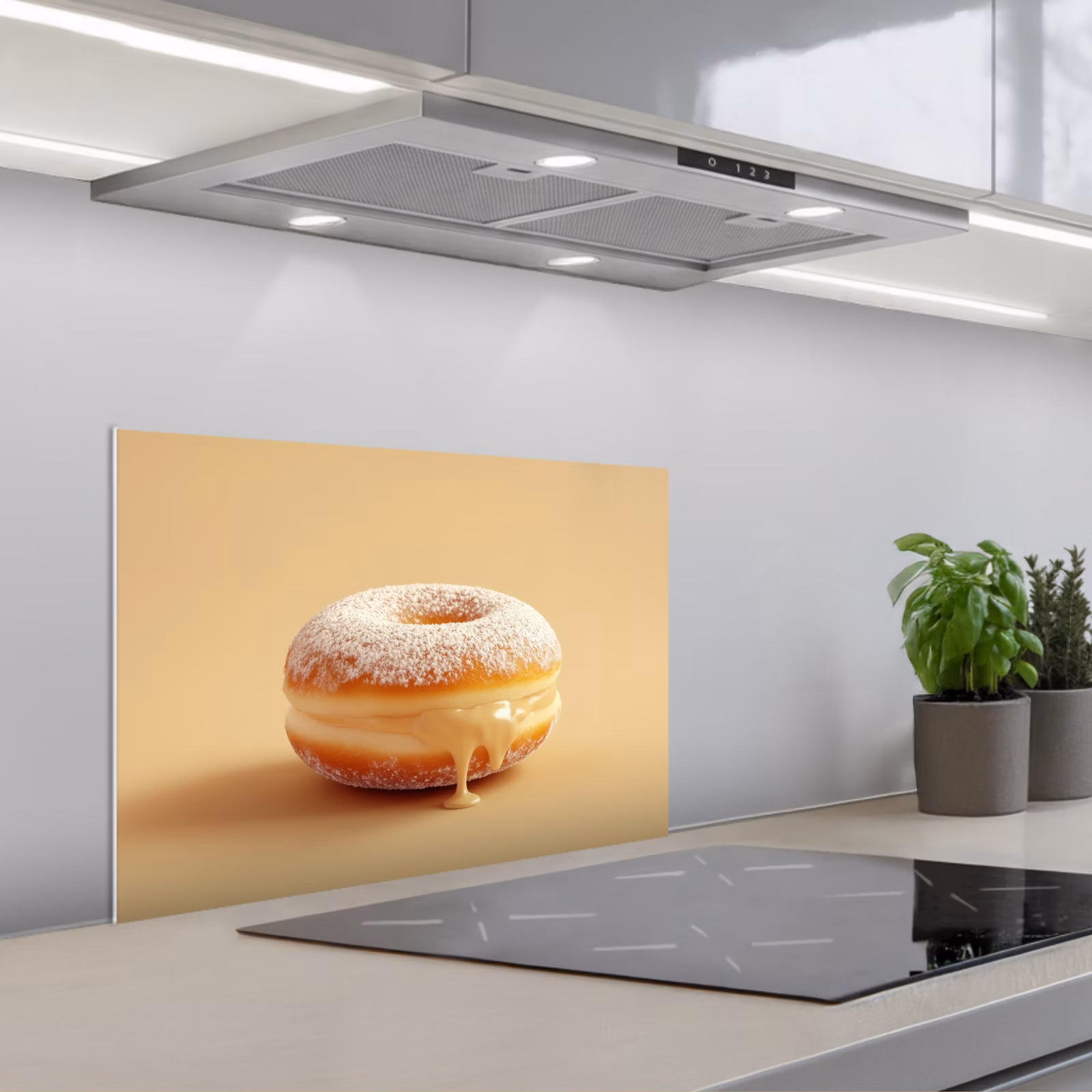 Kitchen splashback for hob - Donut - Creamy - Powdered sugar - Beige — 1