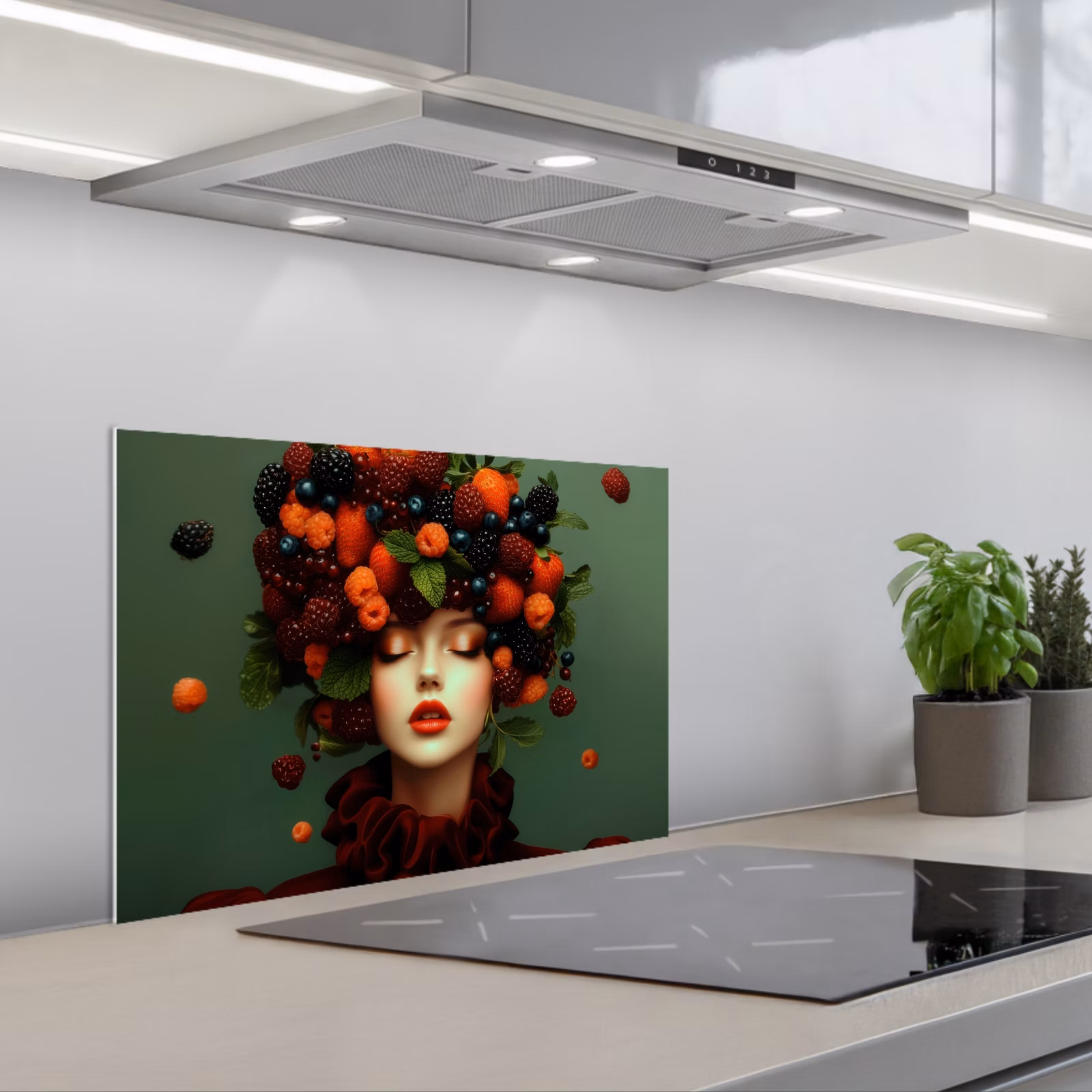 Kitchen splashback for hob - Female - Strawberries - Raspberries - Blackberries - Berries — 1