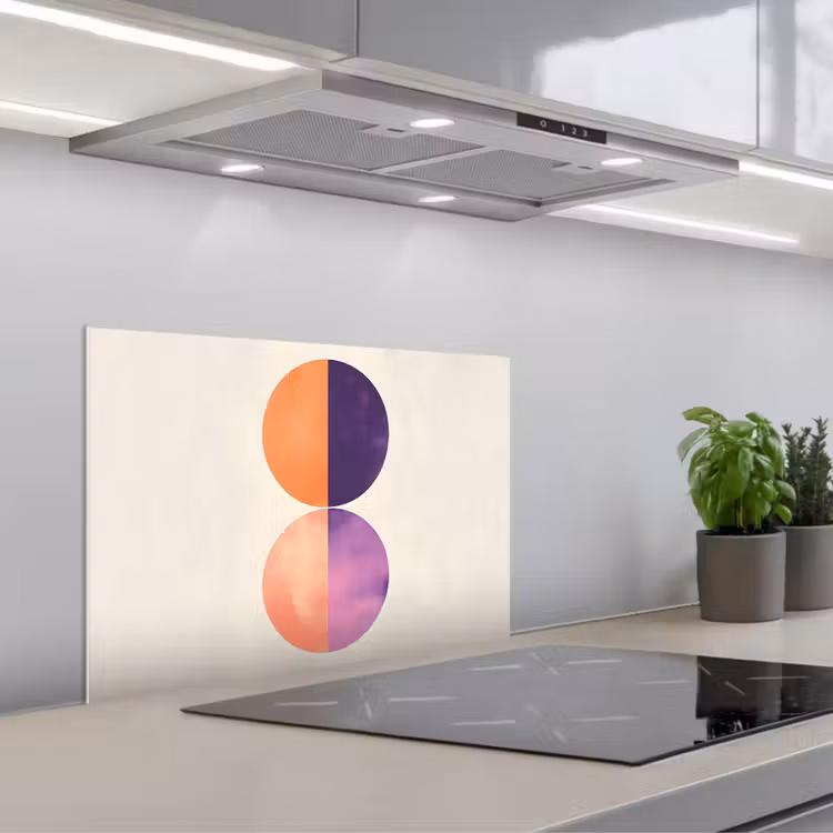 Kitchen splashback for hob - Abstract - Circles - Purple — 1