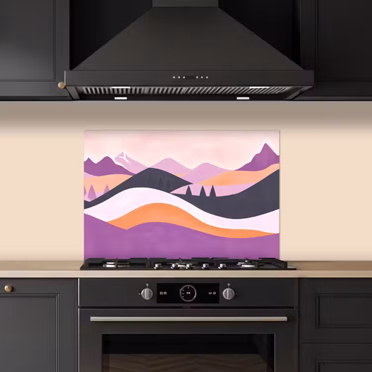 Kitchen splashback for hob - Abstract - Hills - Trees - Green — 5