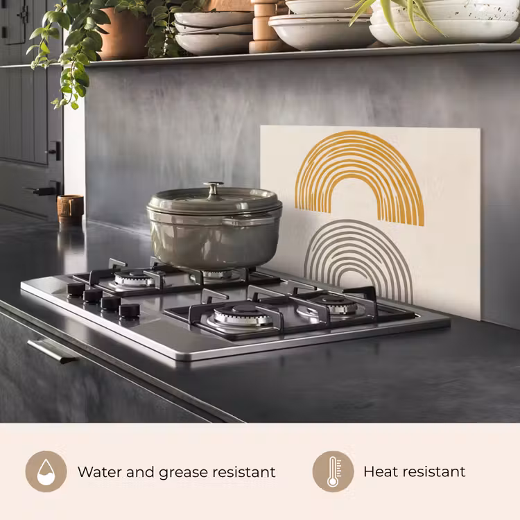 Kitchen splashback for hob - Arches - Lines - Orange - Minimalist — 2