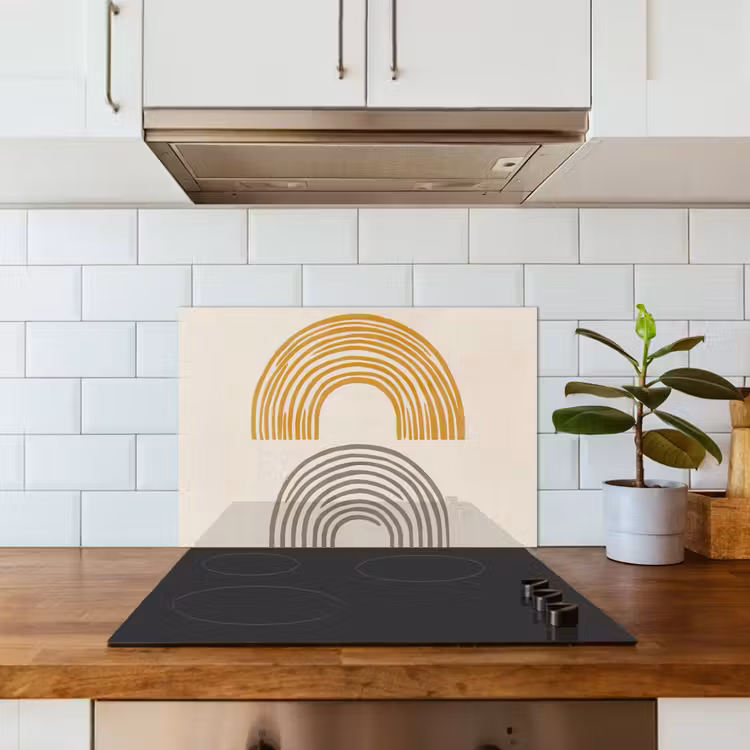 Kitchen splashback for hob - Arches - Lines - Orange - Minimalist — 3