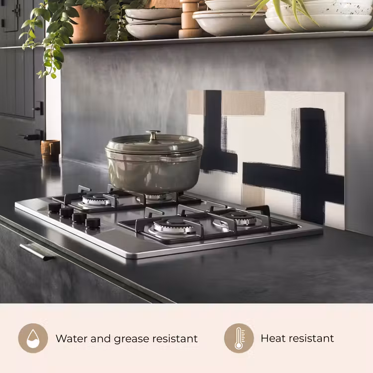 Kitchen splashback for hob - Black - Abstract - Japandi — 2