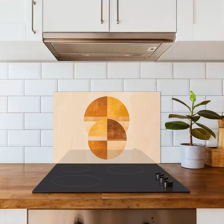 Kitchen splashback for hob - Circles - Yellow - Minimalist — 3