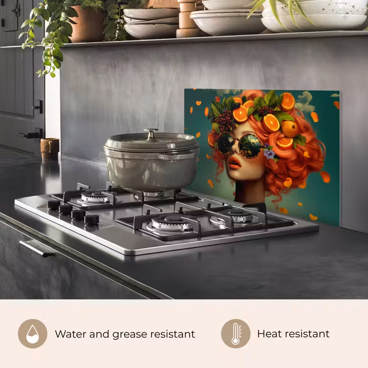 Kitchen splashback for hob - Female - Orange - Berry - Orange — 2