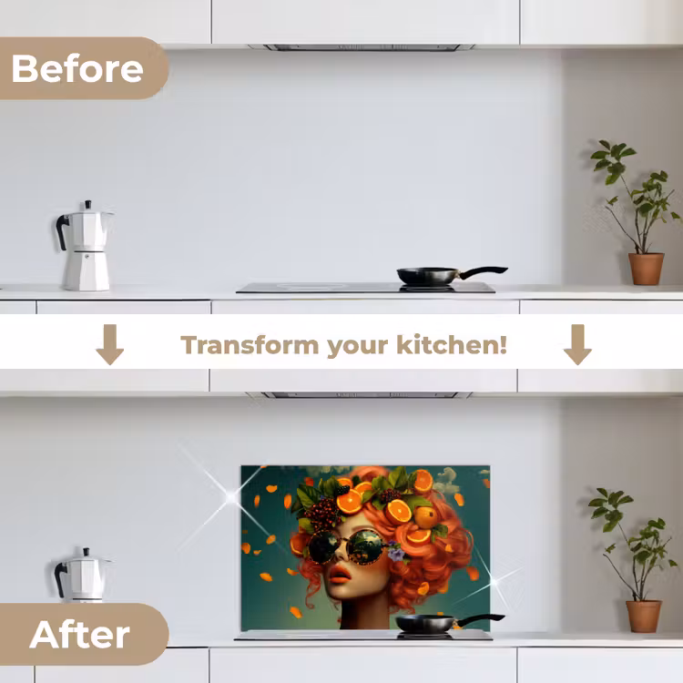 Kitchen splashback for hob - Female - Orange - Berry - Orange — 7