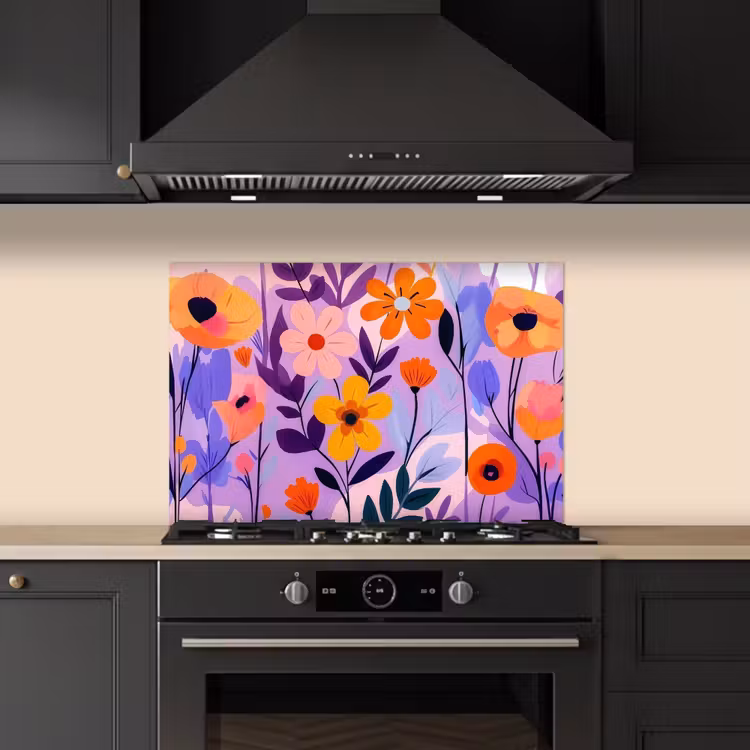 Kitchen splashback for hob - Flowers - Colorful - Leaves — 5