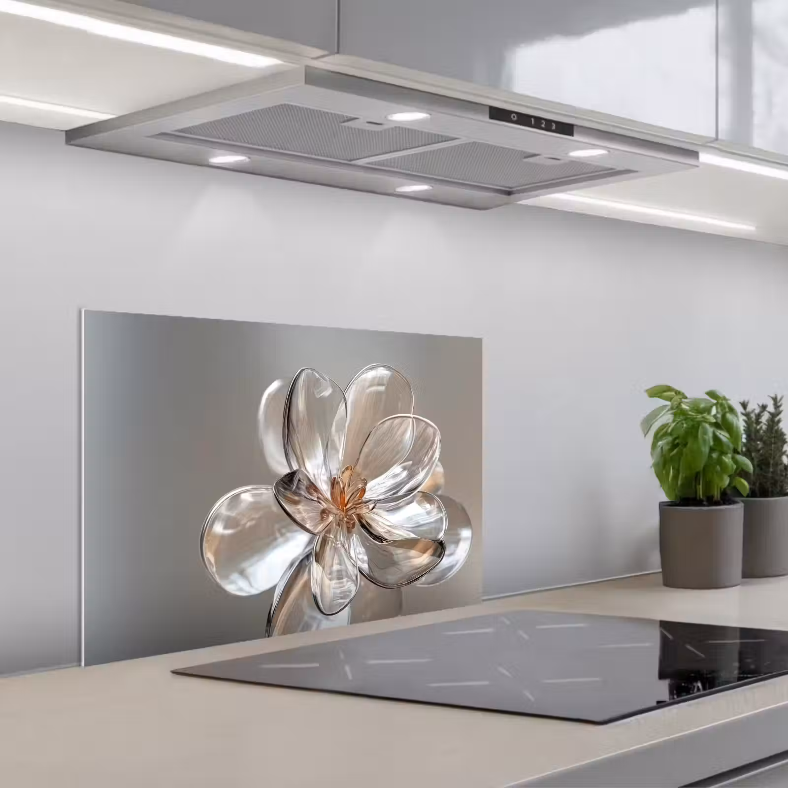 Kitchen splashback for hob - Flower - Glasses - Translucent — 1