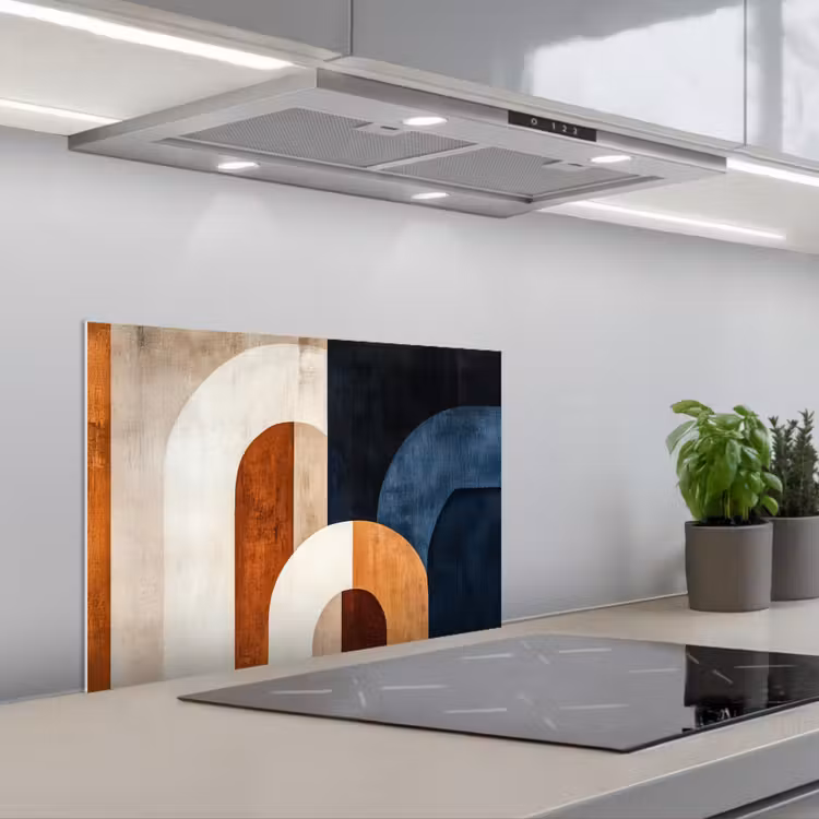 Kitchen splashback for hob - Abstract - Shapes - Dark blue — 1