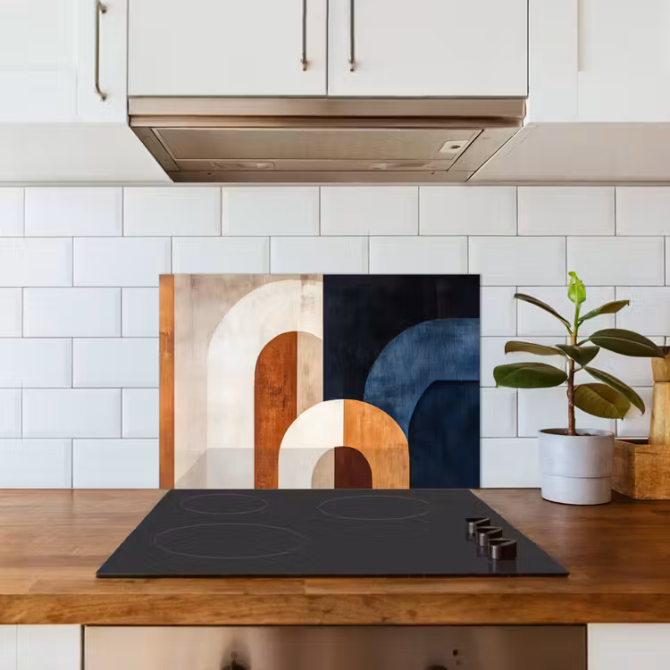 Kitchen splashback for hob - Abstract - Shapes - Dark blue — 3