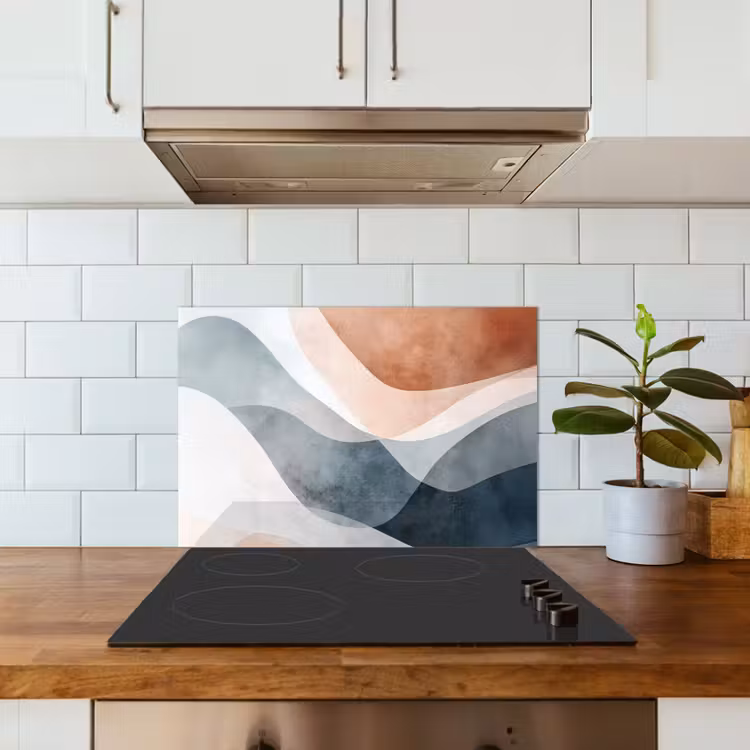 Kitchen splashback for hob - Abstract - Waves - Blue — 3