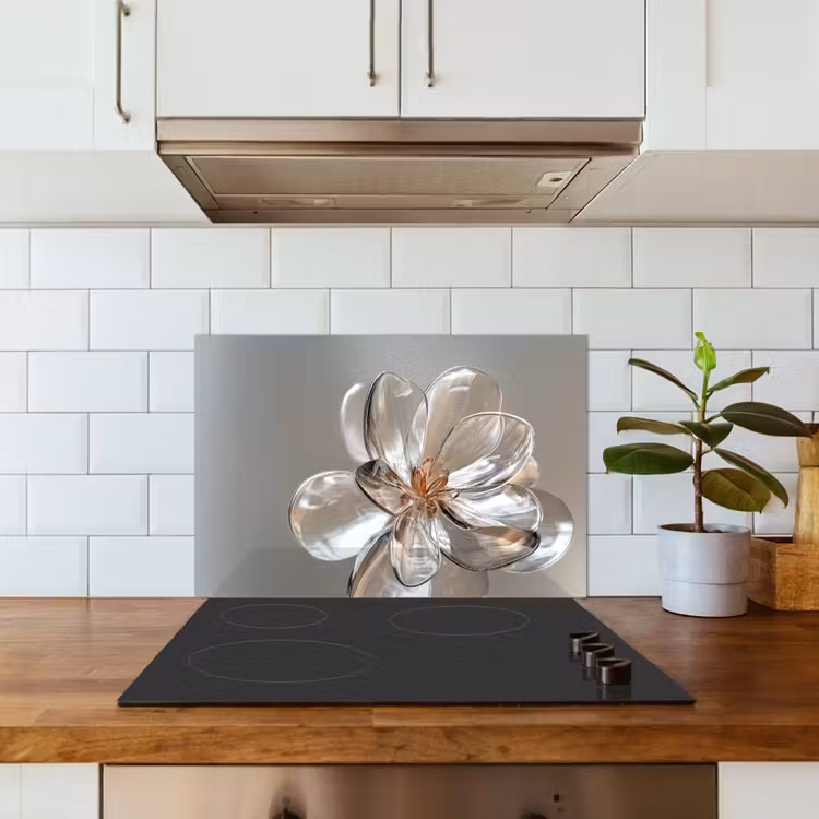 Kitchen splashback for hob - Flower - Glasses - Translucent — 3