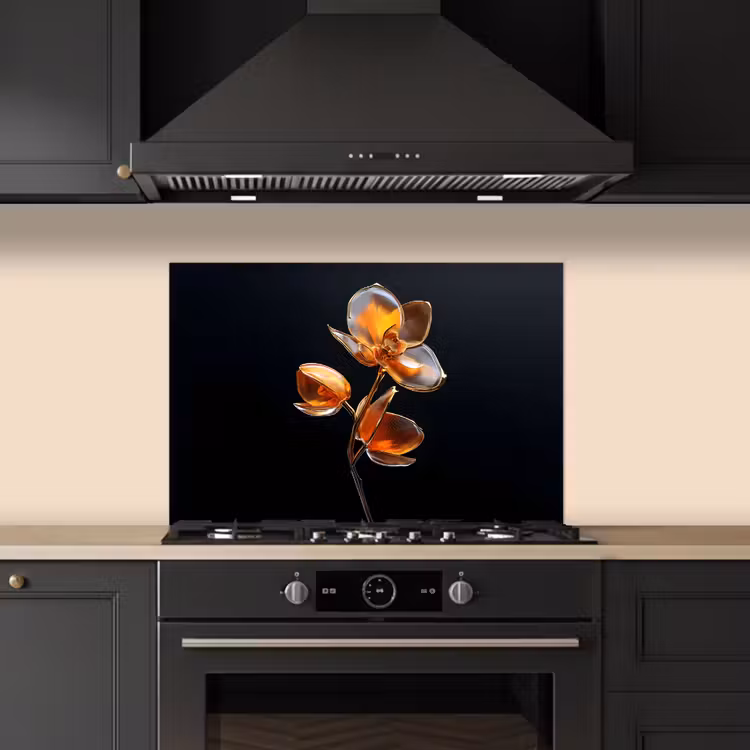 Kitchen splashback for hob - Flower - Orchid - Orange — 5