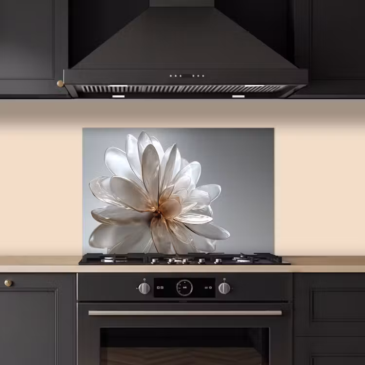 Kitchen splashback for hob - Flower - White - Neutral — 5
