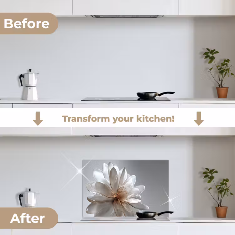 Kitchen splashback for hob - Flower - White - Neutral — 7