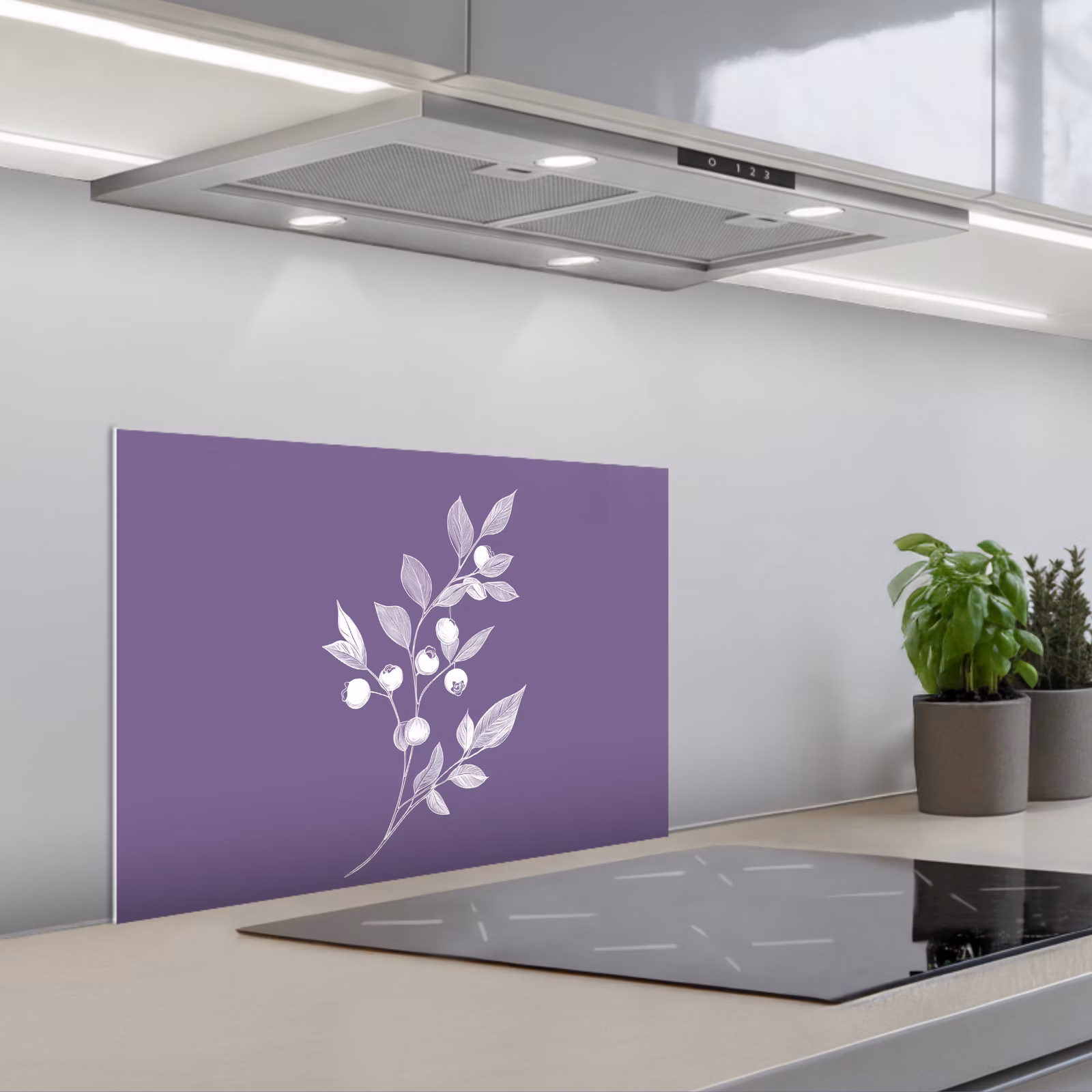 Kitchen splashback for hob - Branch - Ornamental - Leaves - Minimalist — 1