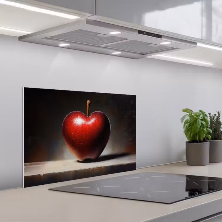 Kitchen splashback for hob - Apple - Heart - Red — 1