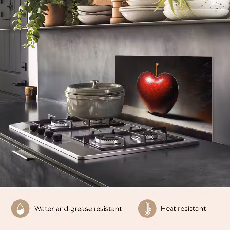 Kitchen splashback for hob - Apple - Heart - Red — 2